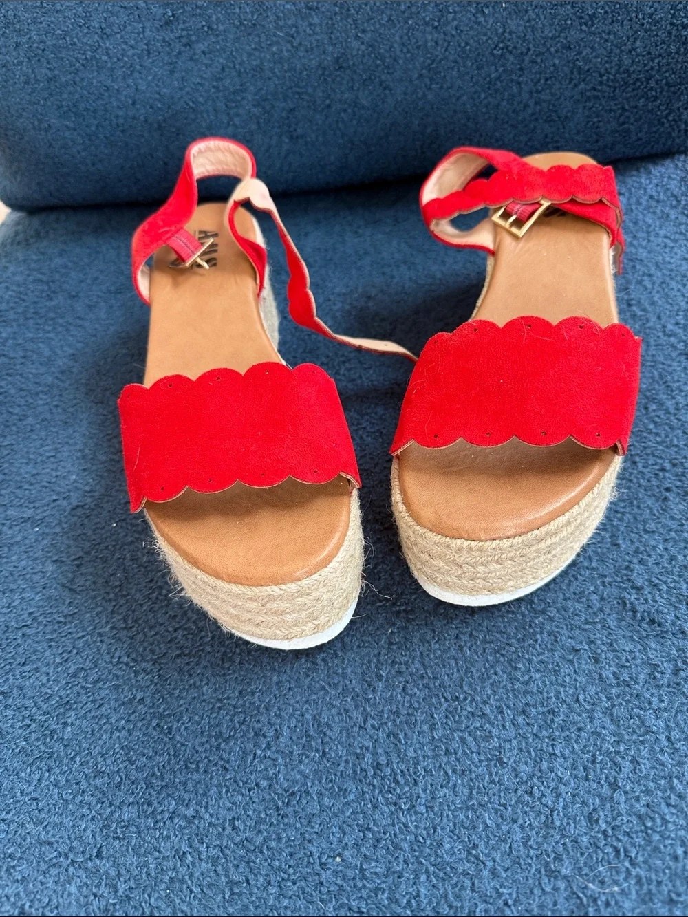 Women’s Red Scallop Espadrille Platform Sandals